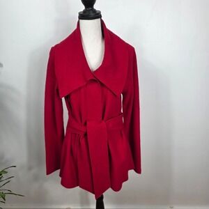 Luii Anthropologie  Red Belted Shawl Collar Cardigan Jacket Women's Size L